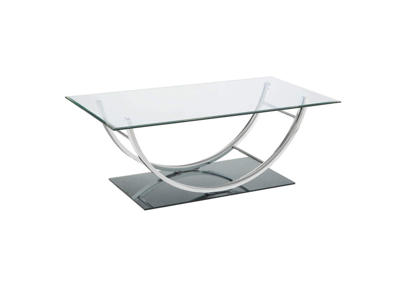 704988-S3 Danville 3-piece Glass Top Coffee and End Table Set Chrome
