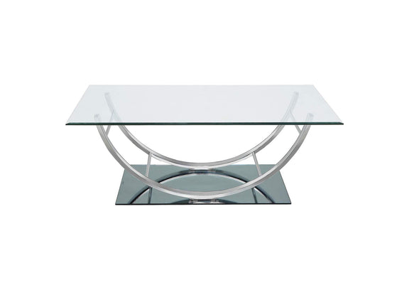704988-S3 Danville 3-piece Glass Top Coffee and End Table Set Chrome