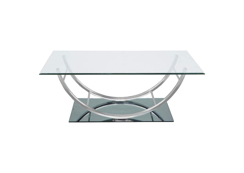 704988-S3 Danville 3-piece Glass Top Coffee and End Table Set Chrome