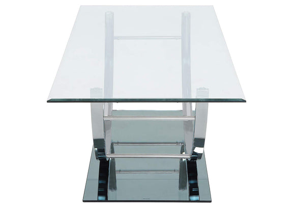 704988-S3 Danville 3-piece Glass Top Coffee and End Table Set Chrome