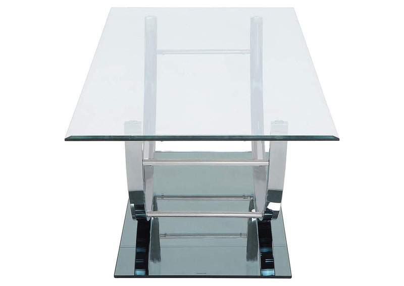 704988-S3 Danville 3-piece Glass Top Coffee and End Table Set Chrome