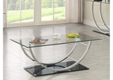 704988 Danville Rectangular U-Shaped Glass Top Coffee Table Chrome
