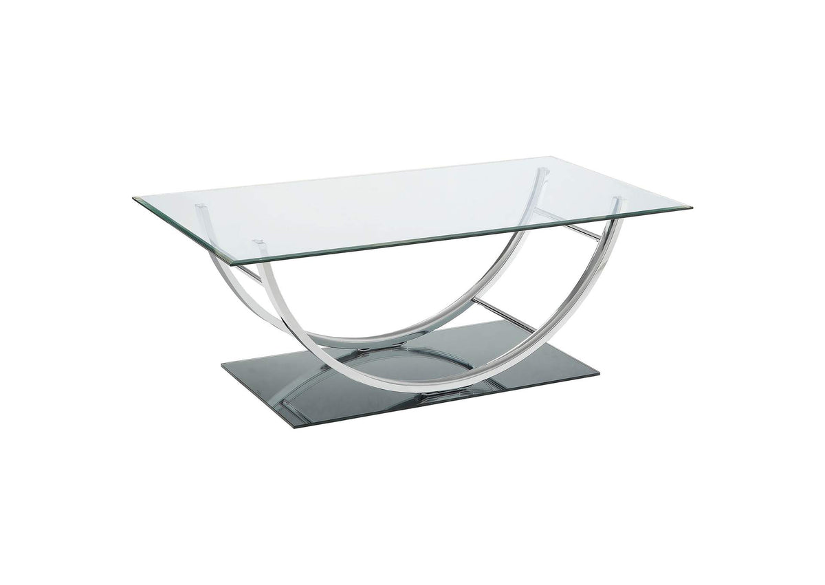Danville Rectangular U-Shaped Glass Top Coffee Table Chrome