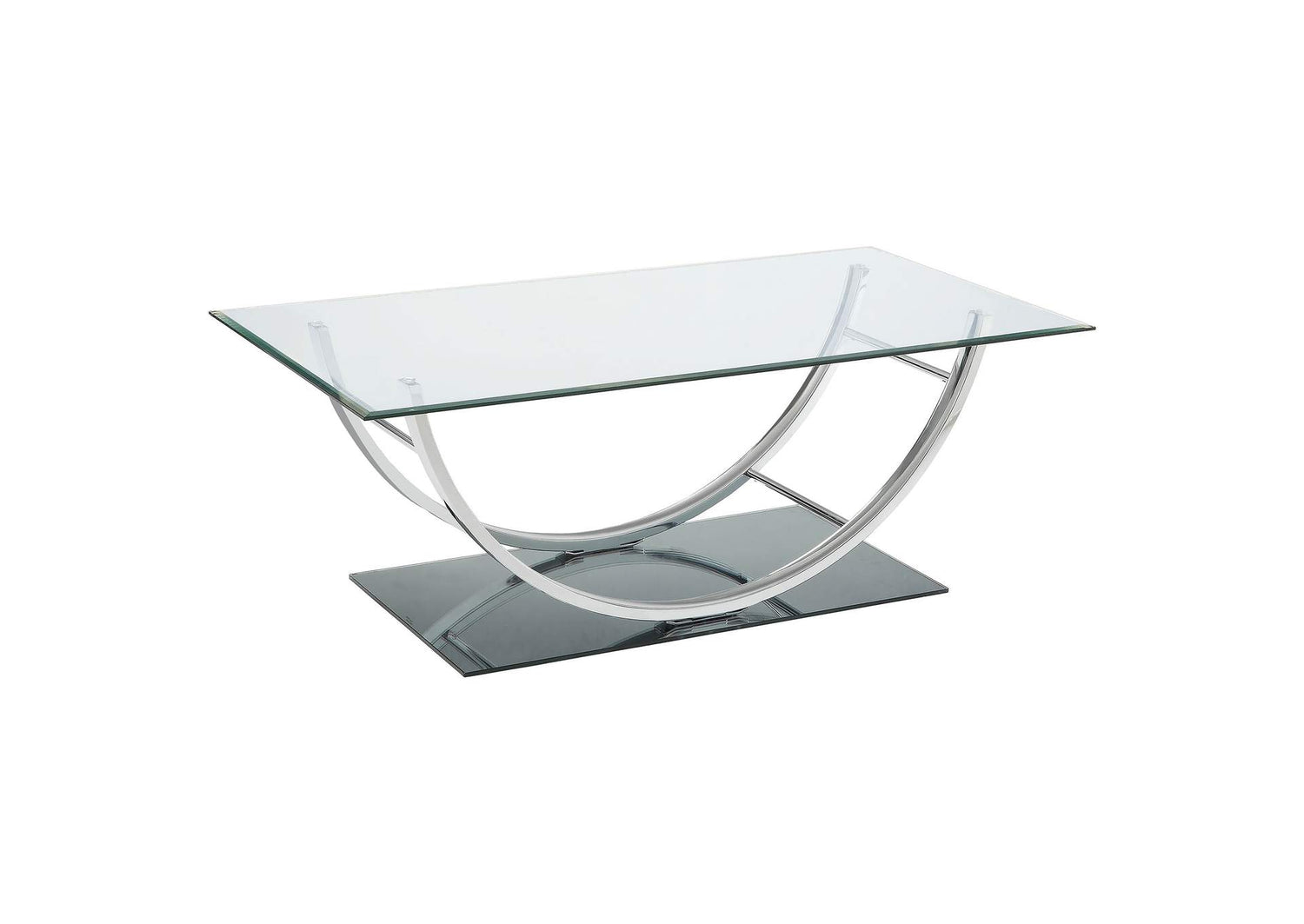 Danville Rectangular U-Shaped Glass Top Coffee Table Chrome