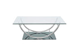 704988 Danville Rectangular U-Shaped Glass Top Coffee Table Chrome