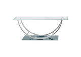 704988 Danville Rectangular U-Shaped Glass Top Coffee Table Chrome
