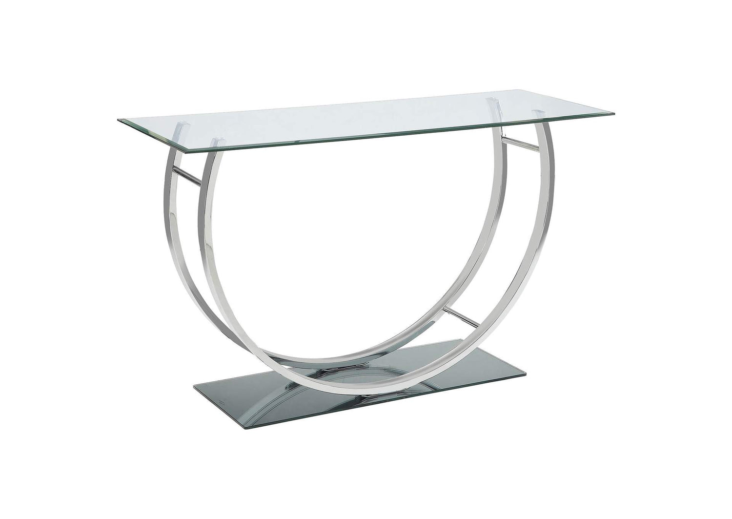 Danville U-shaped Glass Top Entryway Console Table Chrome