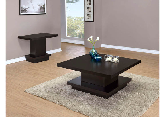 705168-S2 Reston 2-piece Square Coffee and End Table Set Cappuccino