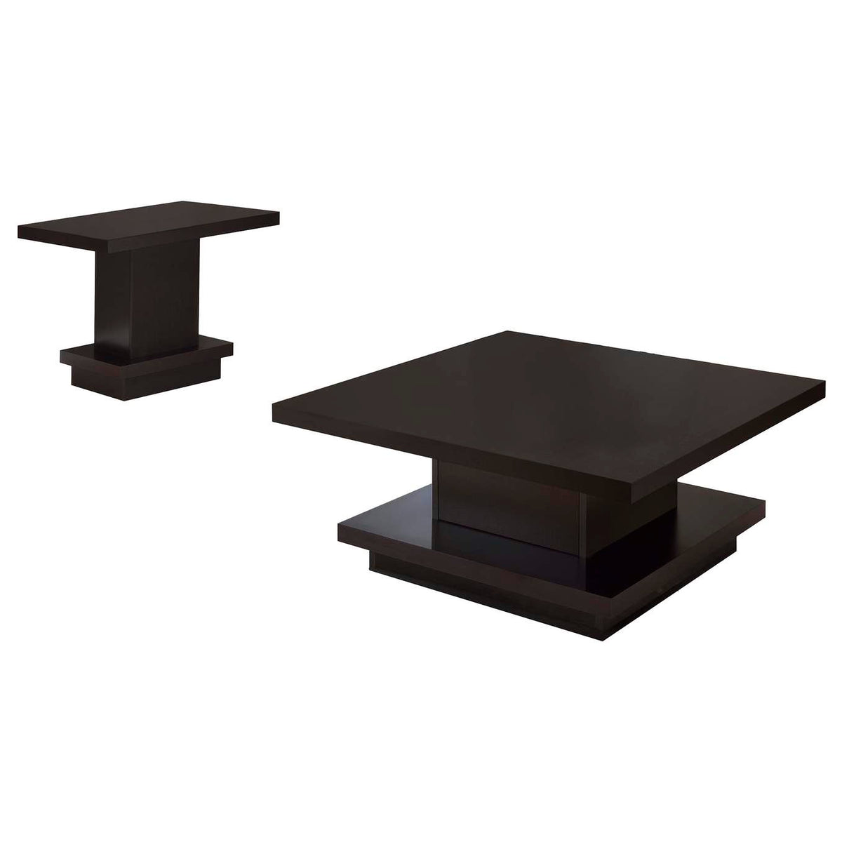705168-S2 Reston 2-piece Square Coffee and End Table Set Cappuccino