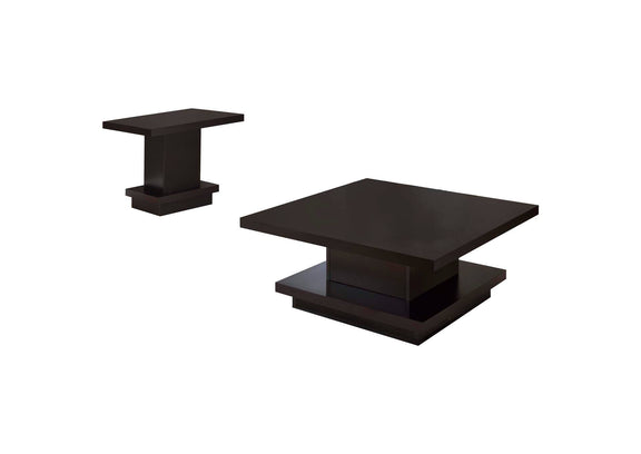 705168-S2 Reston 2-piece Square Coffee and End Table Set Cappuccino