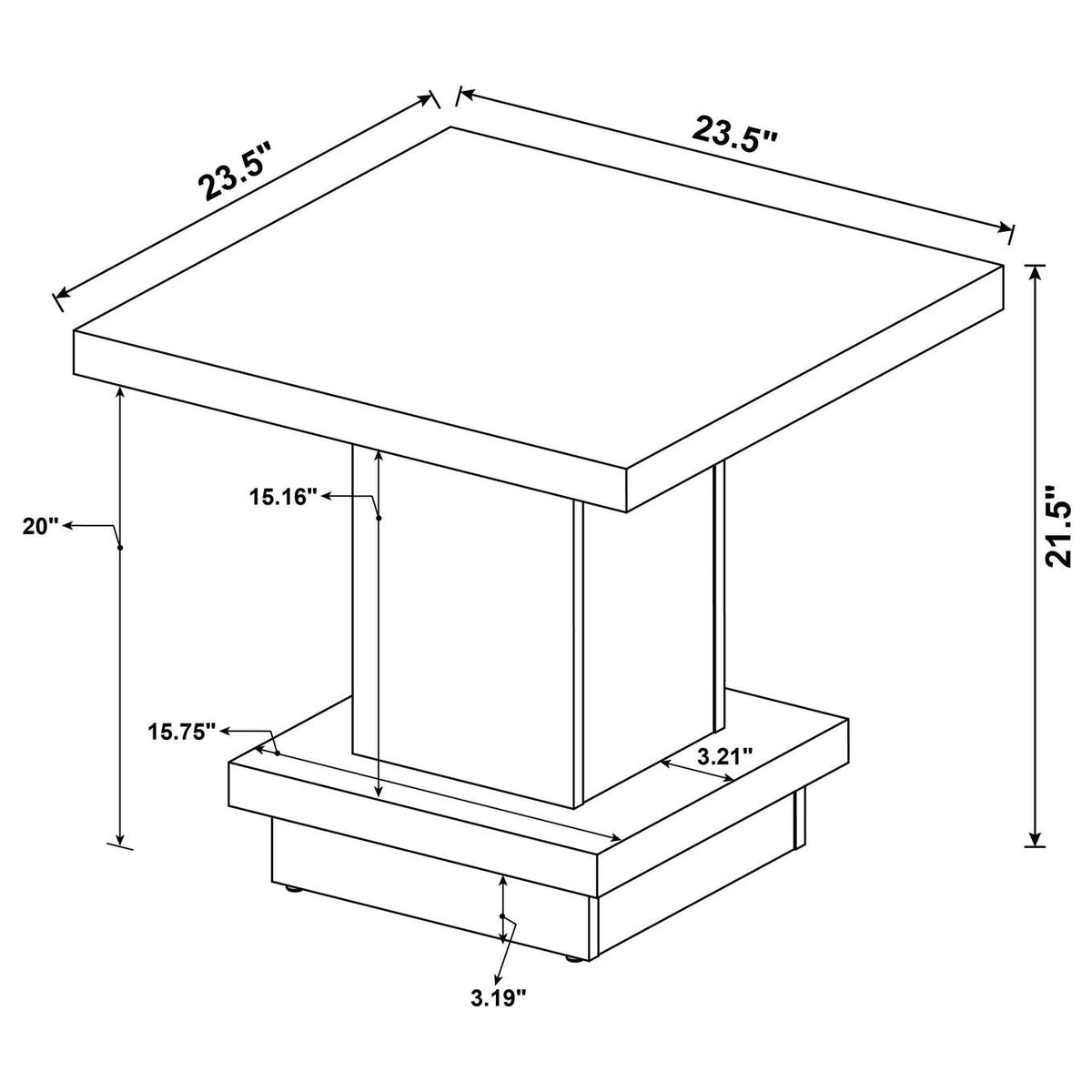 705168-S2 Reston 2-piece Square Coffee and End Table Set Cappuccino