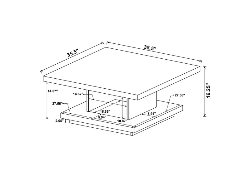 705168-S2 Reston 2-piece Square Coffee and End Table Set Cappuccino