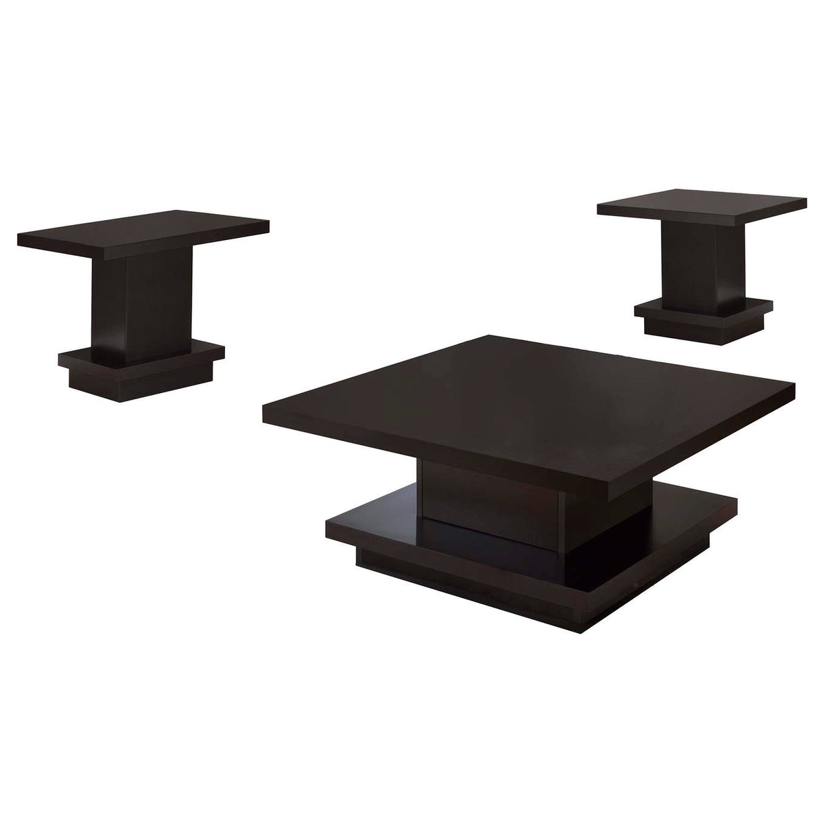 705168-S3 Reston 3-piece Square Coffee and End Table Set Cappuccino