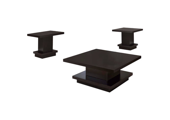 705168-S3 Reston 3-piece Square Coffee and End Table Set Cappuccino