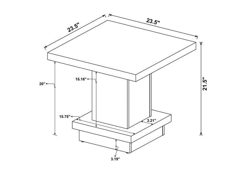 705168-S3 Reston 3-piece Square Coffee and End Table Set Cappuccino