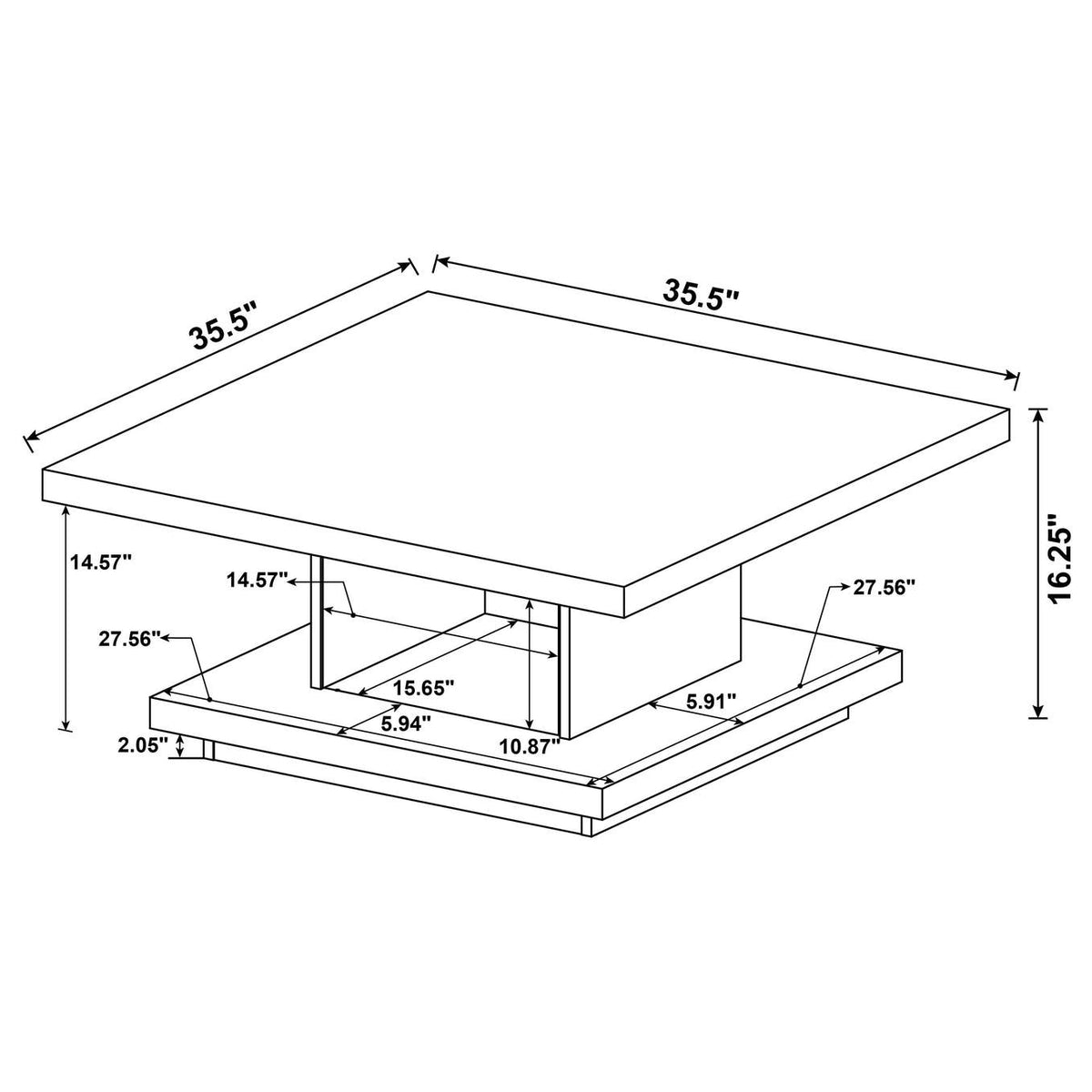 705168-S3 Reston 3-piece Square Coffee and End Table Set Cappuccino