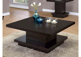705168 Reston Square Engineered Wood Coffee Table with Casters Cappuccino