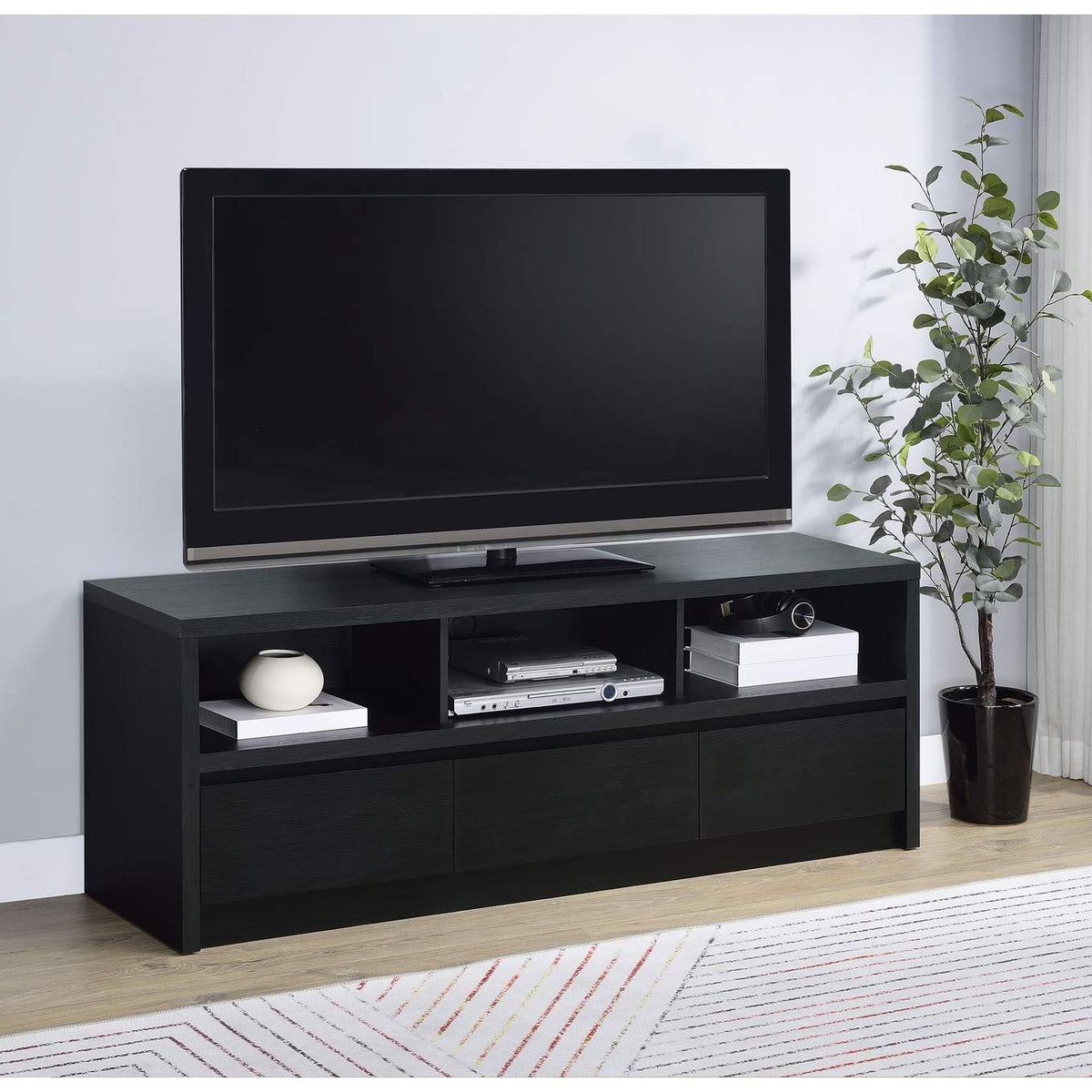 705802 Rutland 59-inch 3-drawer TV Stand Media Console Black
