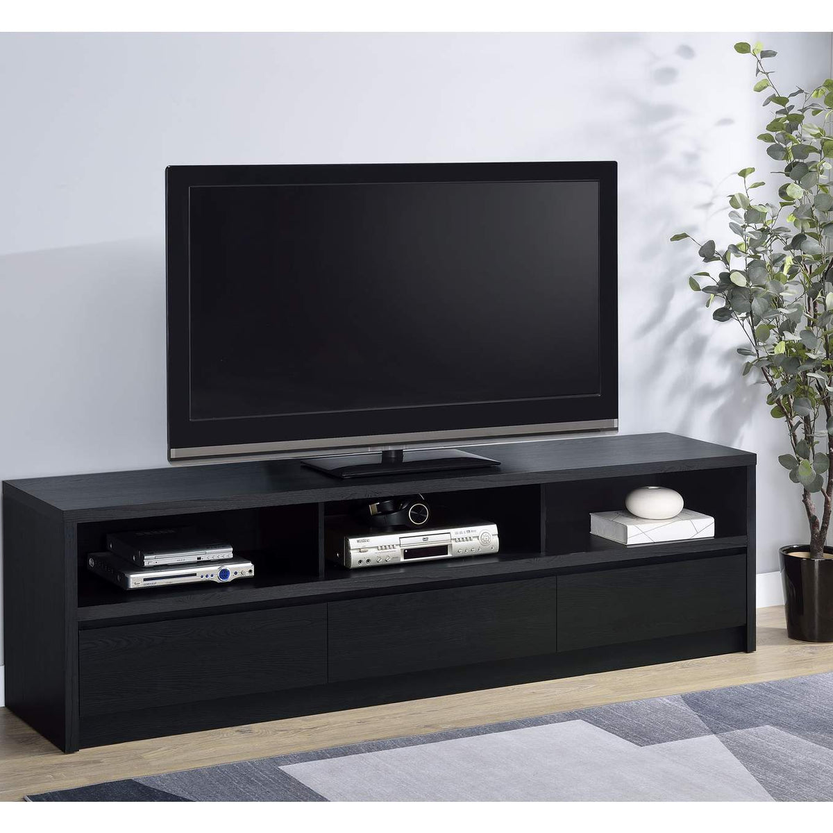 705803 Rutland 78-inch 3-drawer TV Stand Media Console Black