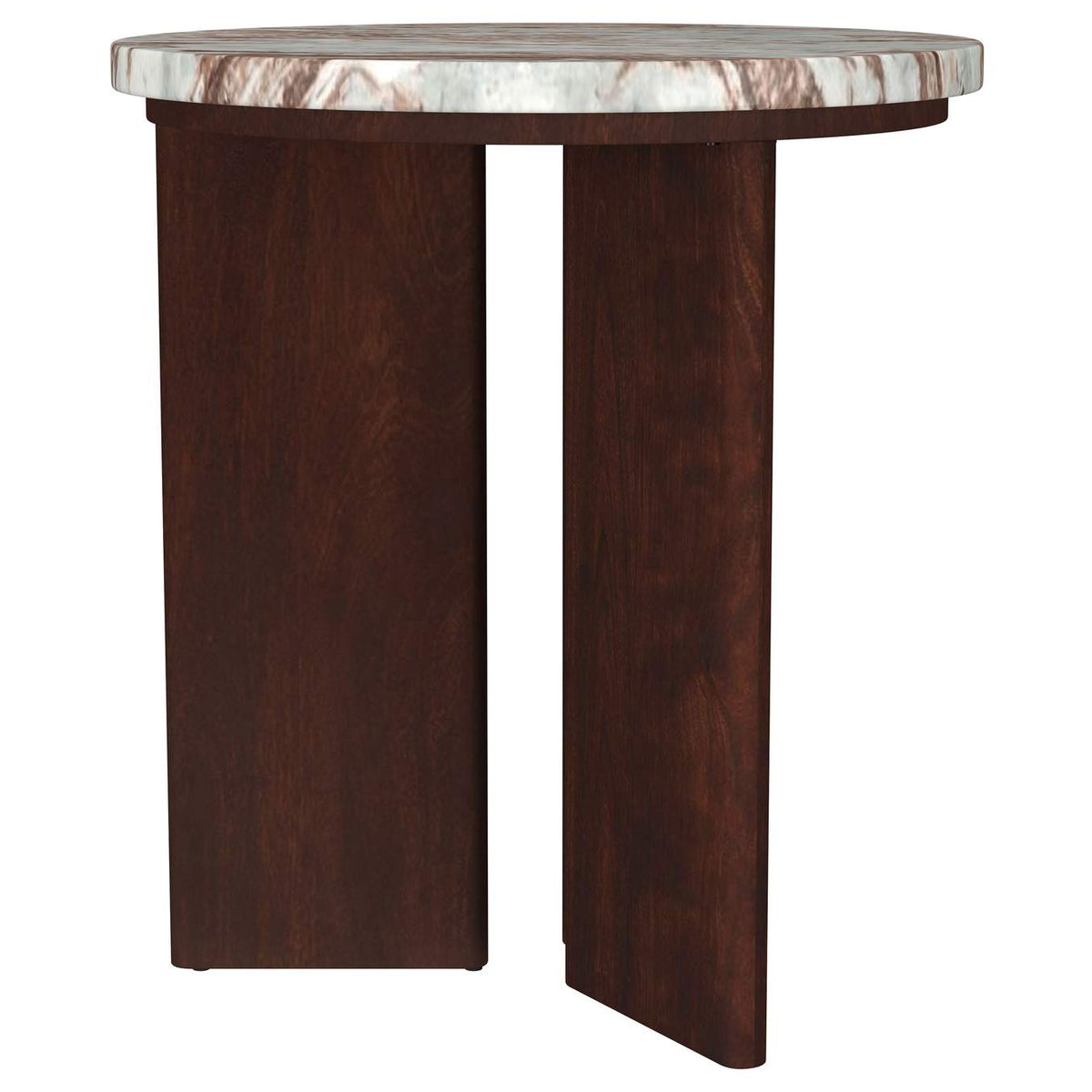 706168-S2 Jenna 2-piece Round Marble Top Coffee Table Set Brown