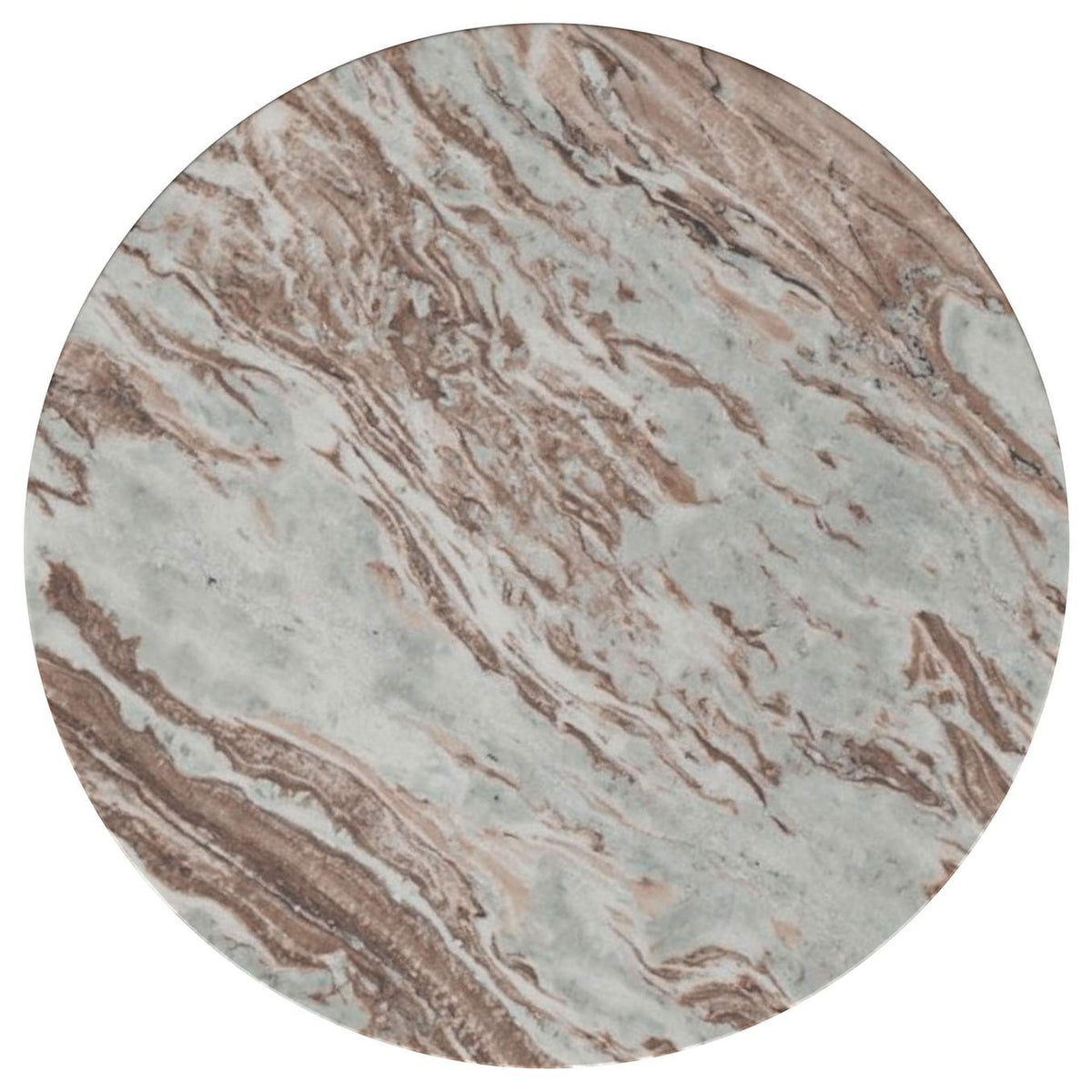 706168-S2 Jenna 2-piece Round Marble Top Coffee Table Set Brown