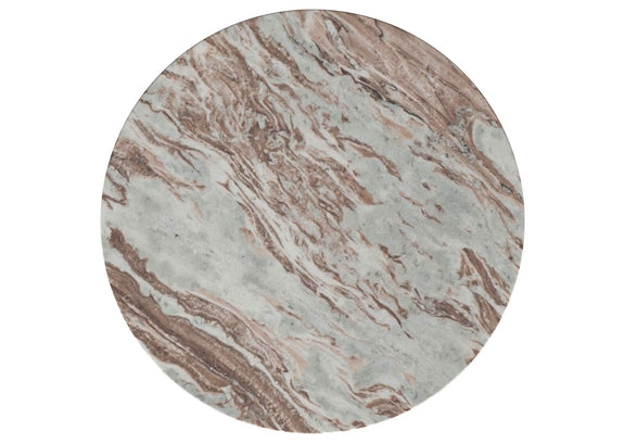 706168-S2 Jenna 2-piece Round Marble Top Coffee Table Set Brown