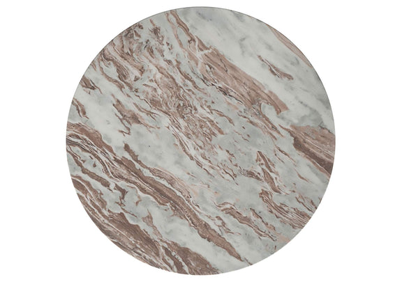 706168-S2 Jenna 2-piece Round Marble Top Coffee Table Set Brown