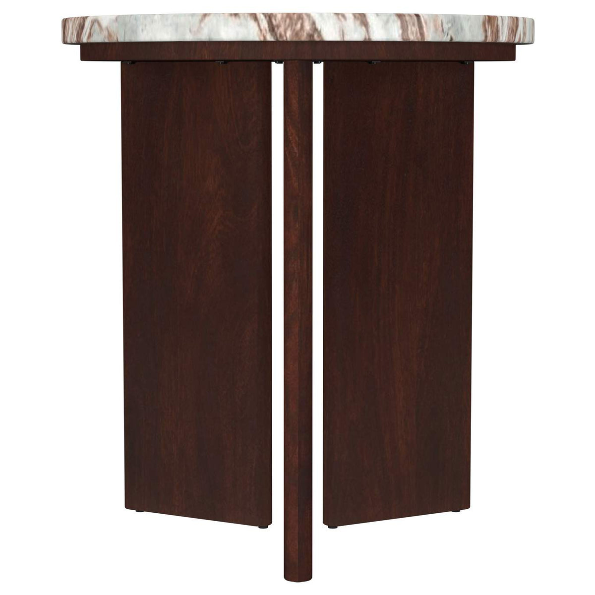 706168-S3 Jenna 3-piece Round Marble Top Coffee Table Set Brown