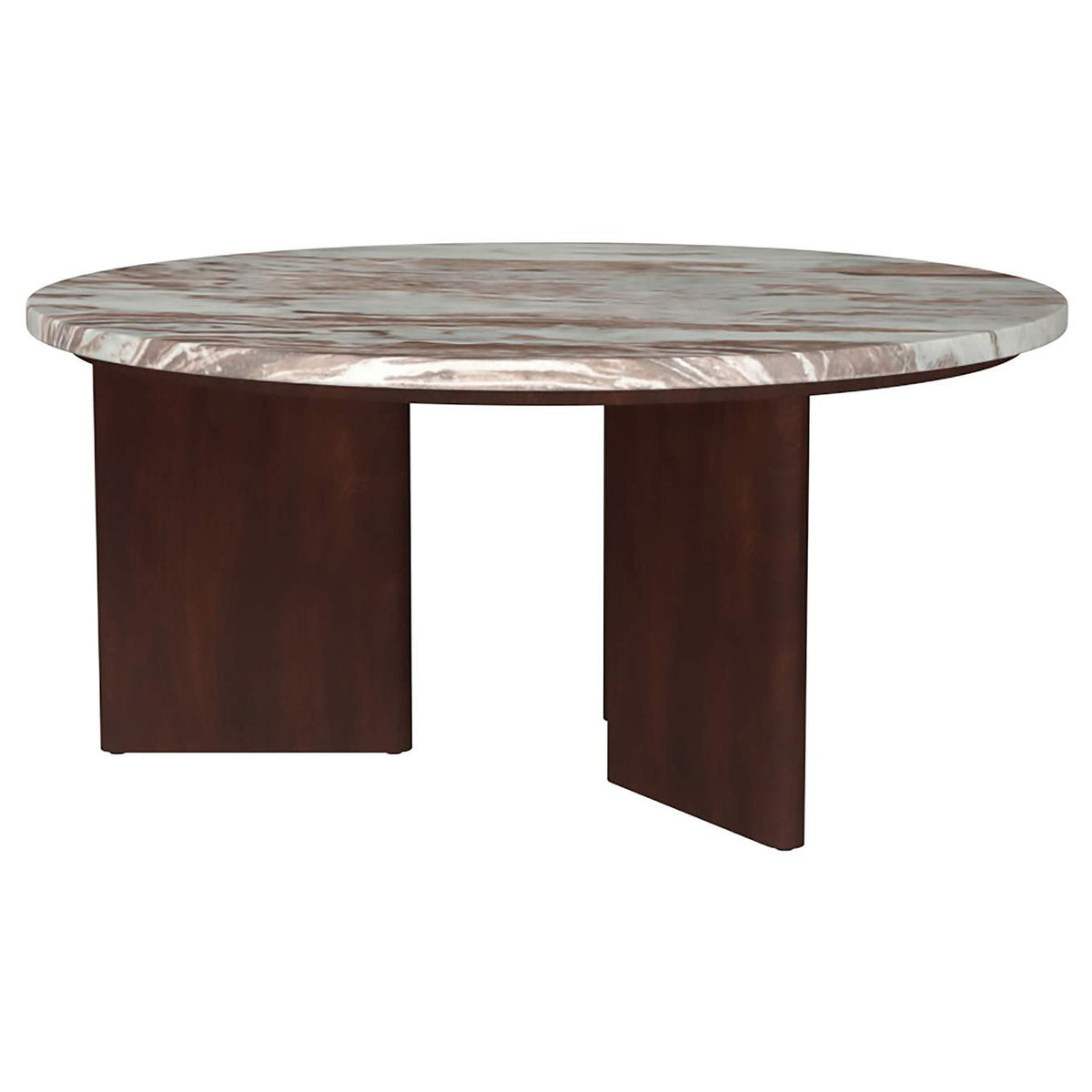 706168 Jenna 35-inch Round Marble Top Cocktail Coffee Table Brown