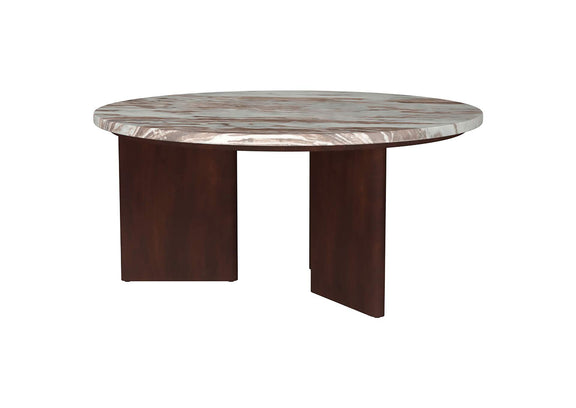 706168 Jenna 35-inch Round Marble Top Cocktail Coffee Table Brown