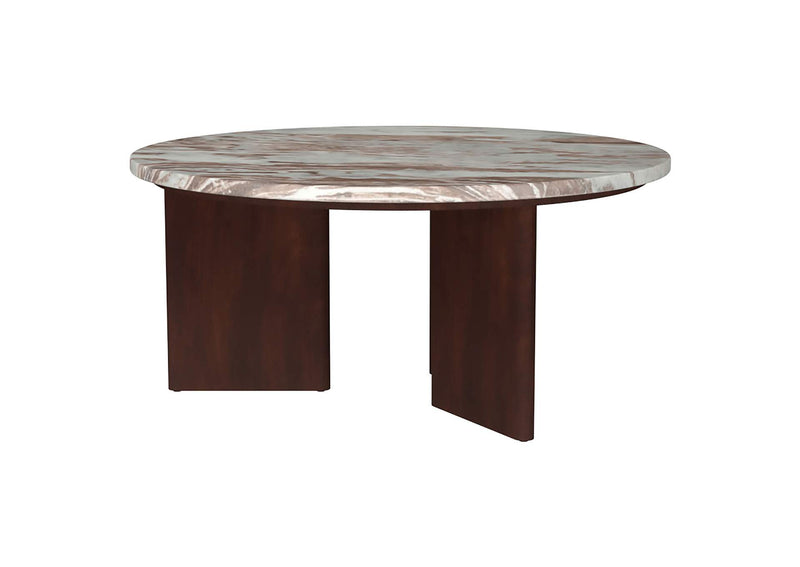 706168 Jenna 35-inch Round Marble Top Cocktail Coffee Table Brown