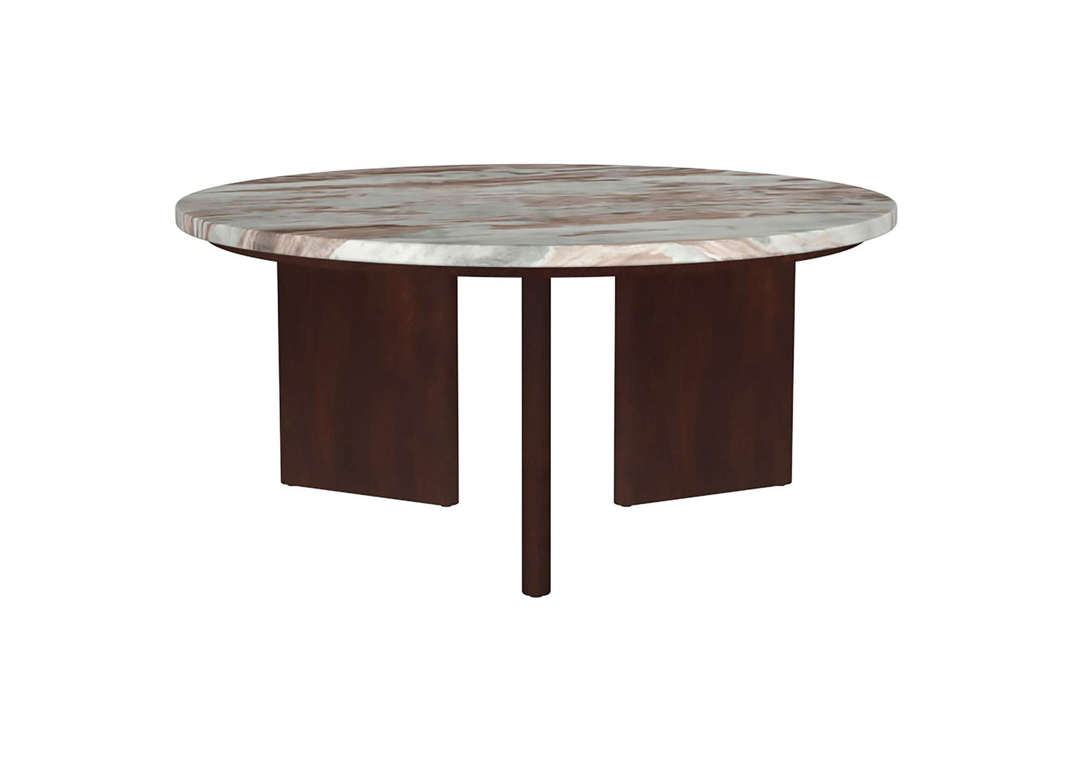 706168 Jenna 35-inch Round Marble Top Cocktail Coffee Table Brown