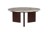 706168 Jenna 35-inch Round Marble Top Cocktail Coffee Table Brown