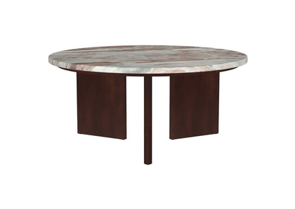 706168 Jenna 35-inch Round Marble Top Cocktail Coffee Table Brown
