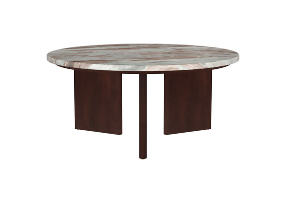706168 Jenna 35-inch Round Marble Top Cocktail Coffee Table Brown