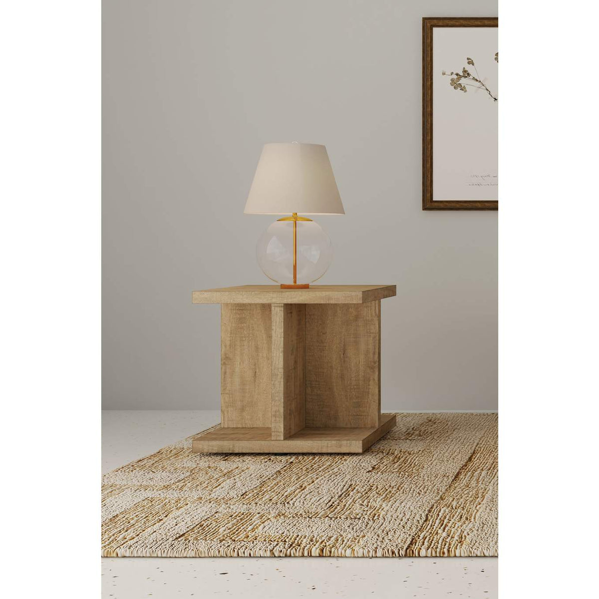706177 Cortona Square Engineered Wood End Side Table Mango
