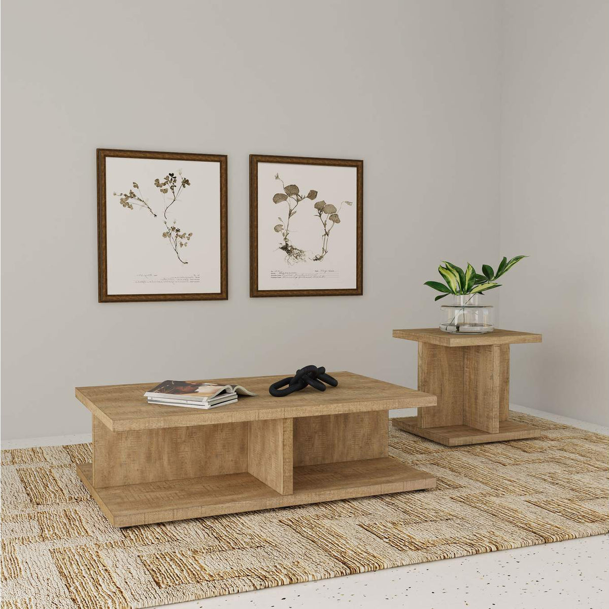 706177 Cortona Square Engineered Wood End Side Table Mango