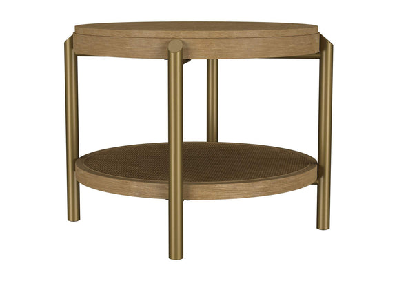 706187 Arini Round End Side Table With Storage Shelf Sand Wash