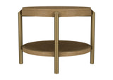706187 Arini Round End Side Table With Storage Shelf Sand Wash