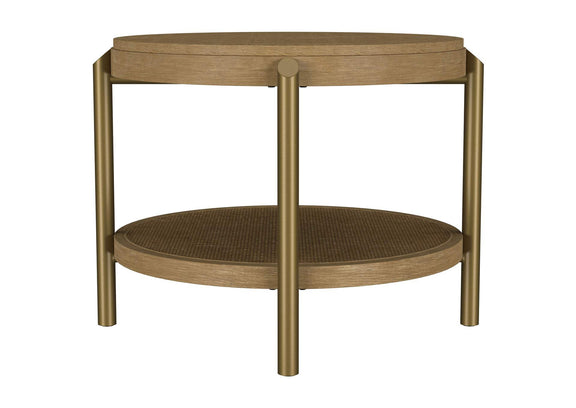 706187 Arini Round End Side Table With Storage Shelf Sand Wash