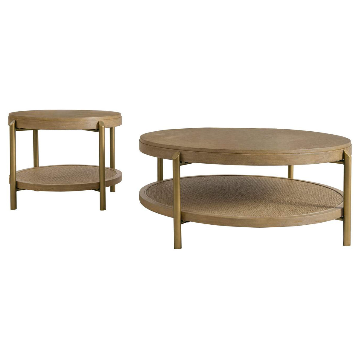 706188-S2 Arini 2-piece Round Coffee and End Table Set Sand Wash