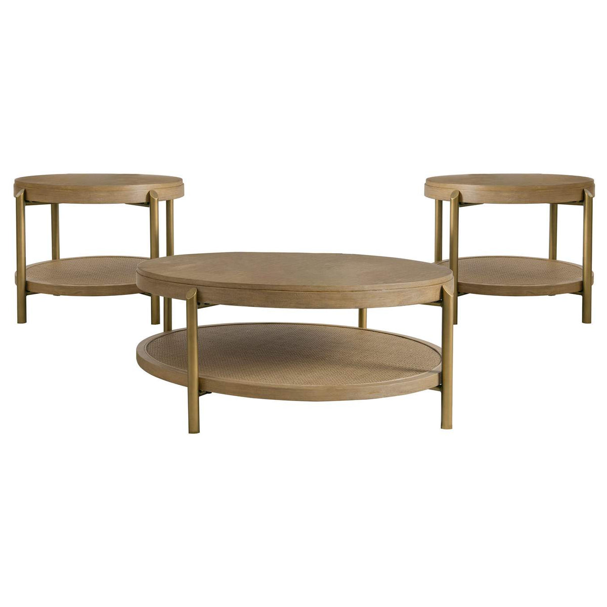 706188-S3 Arini 3-piece Round Coffee and End Table Set Sand Wash