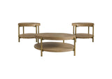 706188-S3 Arini 3-piece Round Coffee and End Table Set Sand Wash