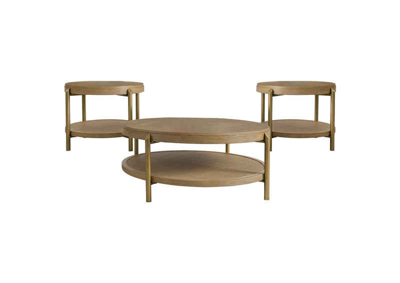 706188-S3 Arini 3-piece Round Coffee and End Table Set Sand Wash