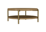 706188 Arini Round Coffee Table With Storage Shelf Sand Wash