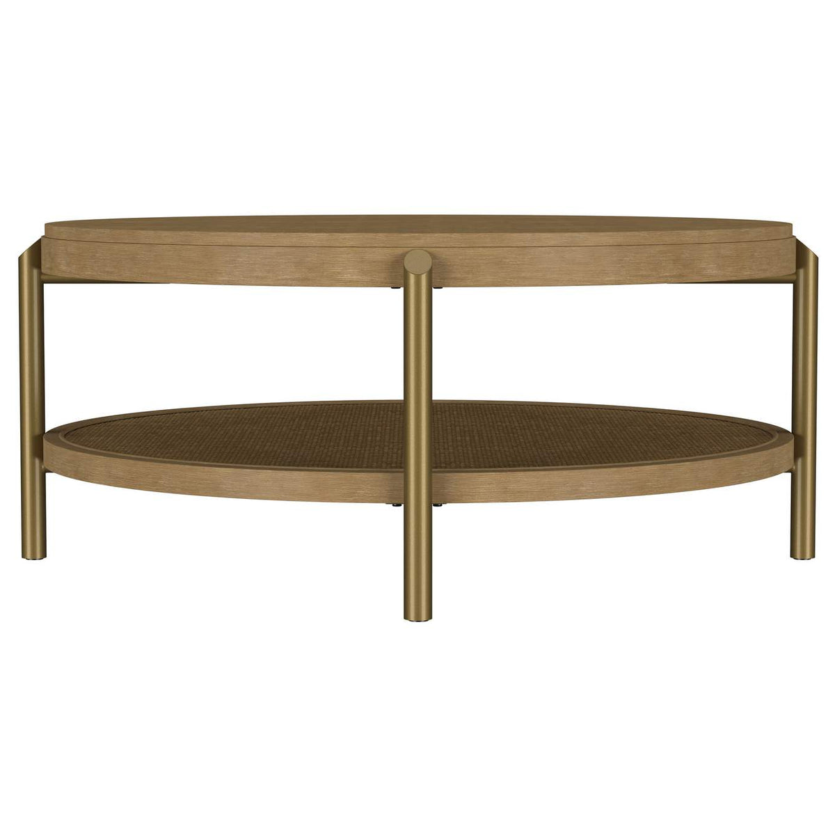 706188 Arini Round Coffee Table With Storage Shelf Sand Wash