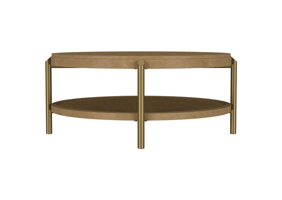 706188 Arini Round Coffee Table With Storage Shelf Sand Wash