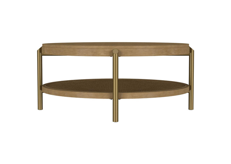 706188 Arini Round Coffee Table With Storage Shelf Sand Wash