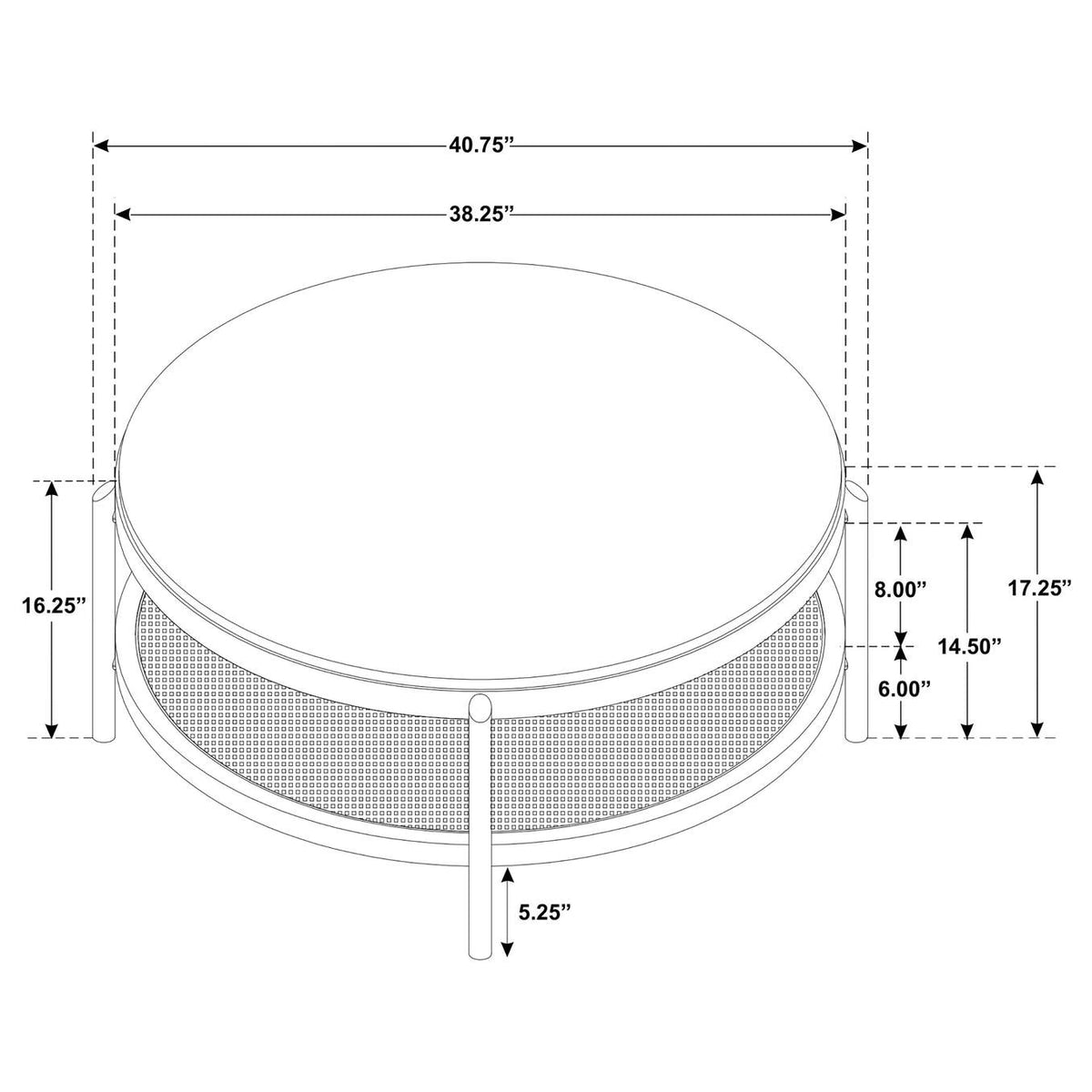 706188 Arini Round Coffee Table With Storage Shelf Sand Wash