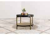 706197 Arini Round End Side Table With Storage Shelf Black